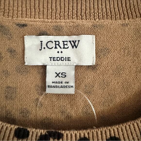 J Crew Cheetah Teddie Sweater AZ889 NWT Tan Black 2023 Size XS Animal Print - Picture 5 of 14